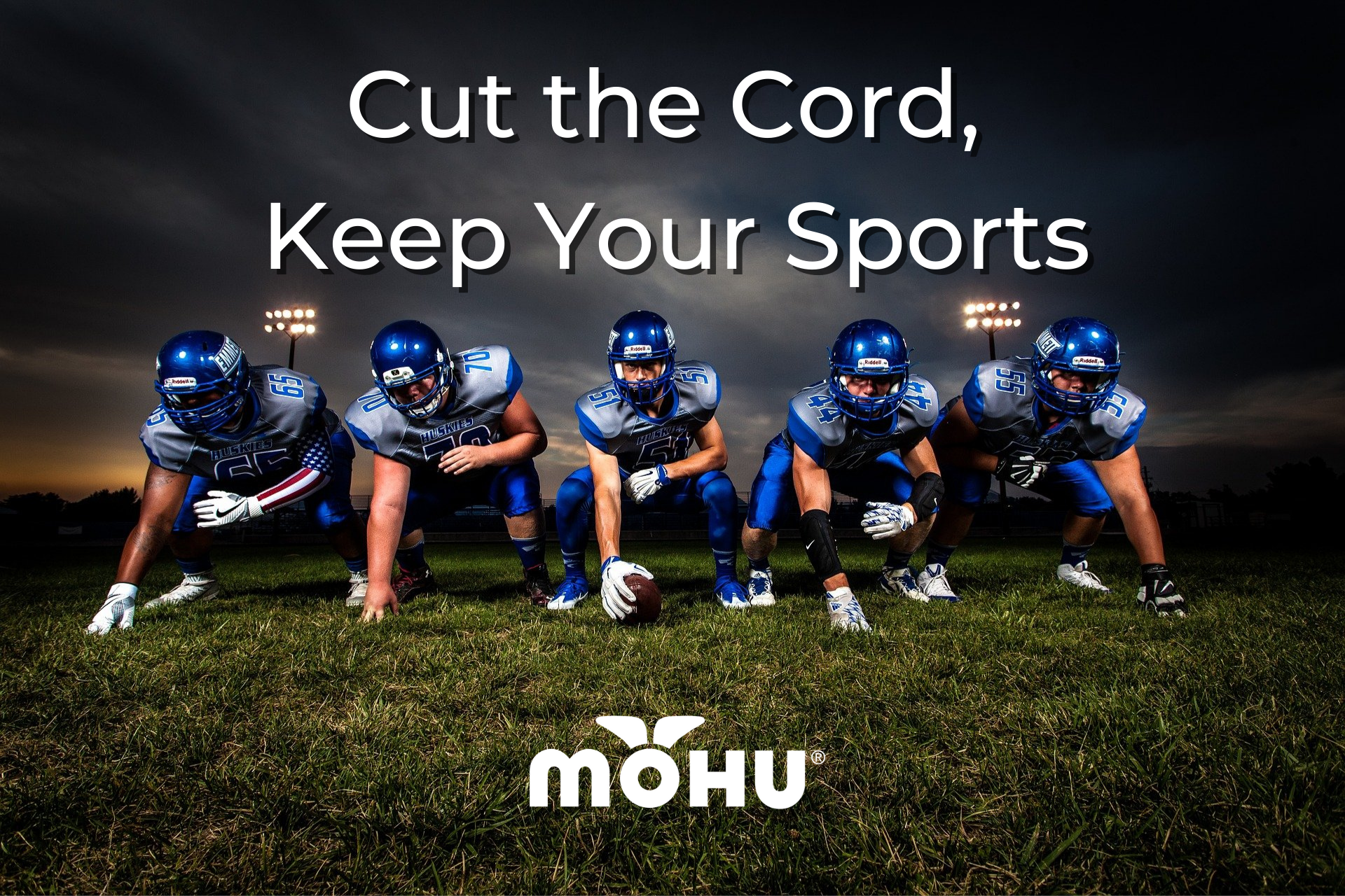 Football players lined up on the field, Cordcutting for Sports Fans: Cut the Cord, Keep Your Sports, Mohu