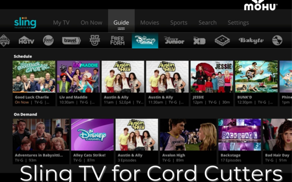 Sling TV Guide screen with copy "Sling TV for Cord Cutters"